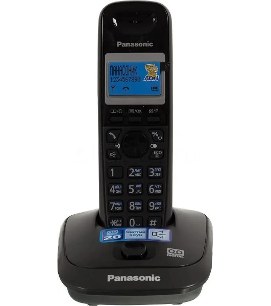 Телефон беспроводной (DECT) Panasonic KX-TG2521RUT (титан) АОН, Caller ID,спикерфон,голосовой АОН,полифония,цифровой автоответчик