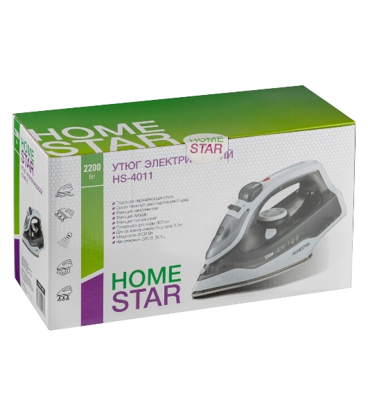 Утюг Homestar HS-4011 серый, 2200 Вт, 40 г/мин, 150 г/мин, 300 мл