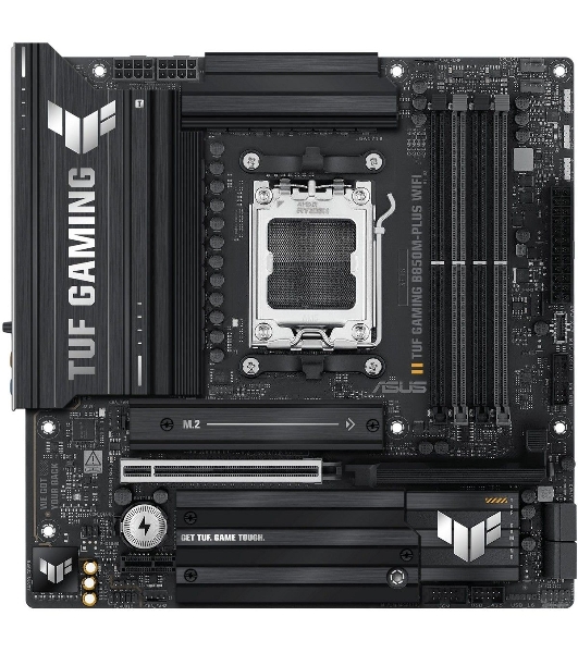 Материнская плата ASUS TUF GAMING B850M-PLUS WIFI, AM5, AMD B850, 4xDDR5, 4xSATA, 3xM.2, 1xPCIe 4.0 x16, 1xHDMI, 1xDP, 1x 2.5Gb LAN, 1xUSB-C 20Gbps, 3xUSB-A 10Gbps, 4xUSB-A 5Gbps, 4xUSB-A 2.0, 7.1, micro-ATX