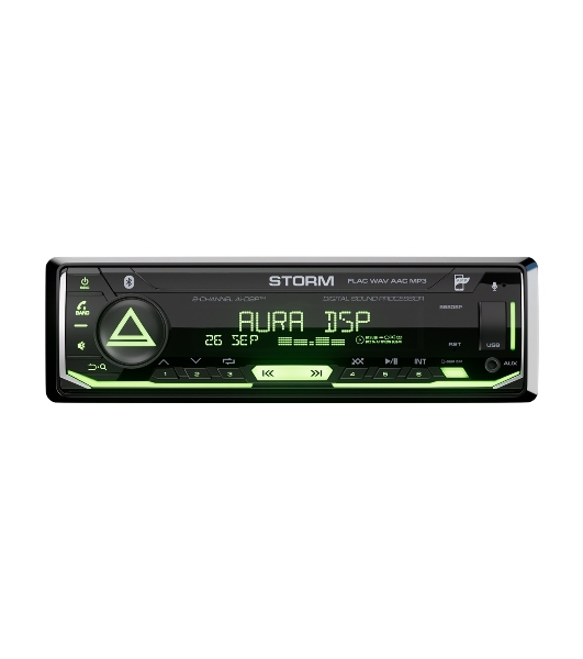 Автомагнитола AURA STORM-868DSP, 1 DIN, Bluetooth, USB Type-A, AUX, пульт ДУ