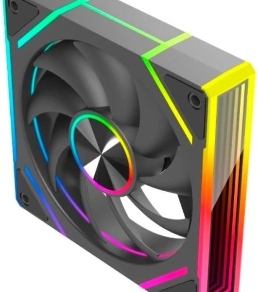 Вентилятор для корпуса Eurocase EU-FN120ARGB_8+14 BL YF12017C Black,120 ARGB fan 3pin+AURA 5V3pin female and male connector with brown box,3pcs in big