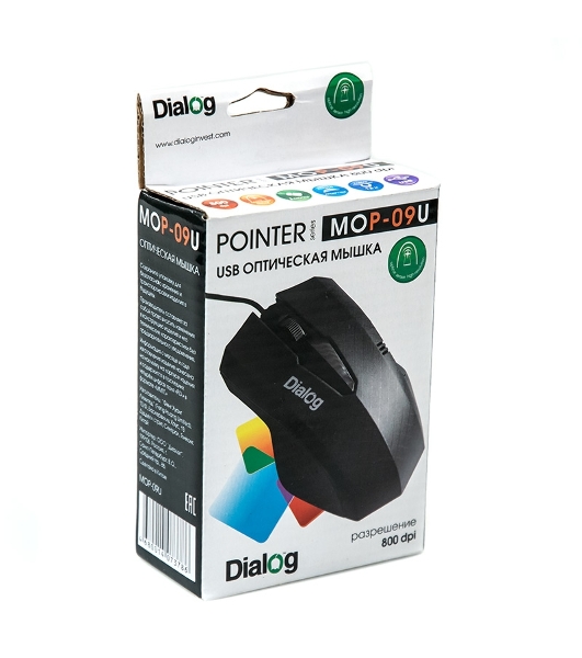 Мышь проводная Dialog Pointer MOP-09U черный, 800 dpi, USB, кнопки - 3
