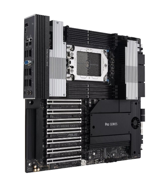 Материнская плата ASUS Pro WS WRX90E-SAGE SE, sTR5, AMD WRX90, 8xDDR5, 4xSATA, 4xM.2, 6xPCI-E 5.0 x16, 1xPCI-E 5.0 x8, 1xVGA, 2xMiniDP, 3x 10Gb LAN, 6xUSB-A 3.2 Gen 2, 1xUSB-A 2.0, 2xUSB-C USB4, 2x3.5 мм, 5.1, SSI EEB