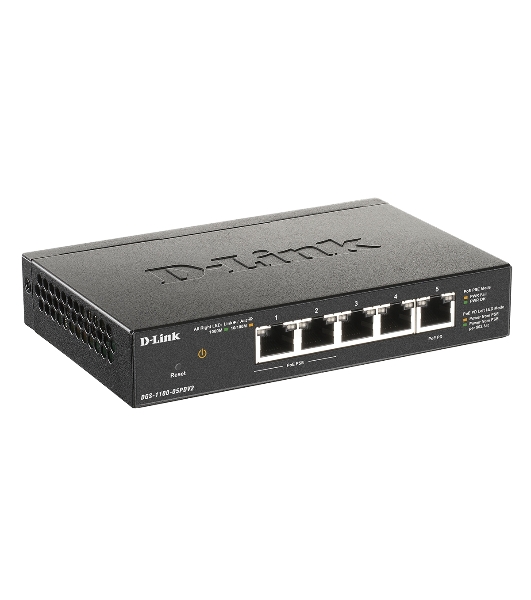 Коммутатор D-Link DGS-1100-05PDV2, 5×1 Гбит/с, настраиваемый