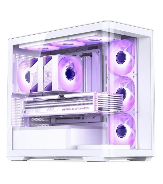 Корпус без блока питания JONSBO D300, Mini-Tower, TG, no fan, 2xUSB-A 3.2 + 1xUSB-C 3.2, mATX, mITX White
