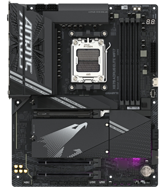 Материнская плата Gigabyte X870 A ELITE WIFI7, AM5, AMD X870, 4xDDR5, 4xSATA, 4xM.2, 1xPCI-E 5.0 x16, 1xPCI-E 4.0 x4, 1xPCI-E 3.0 x2, 1xHDMI, 1x 2.5Gb LAN, 4xUSB-A 3.2 Gen 1, 2xUSB-A 3.2 Gen 2, 4xUSB-A 2.0, 2xUSB-C 4.0, 2x3.5 мм, 7.1, ATX