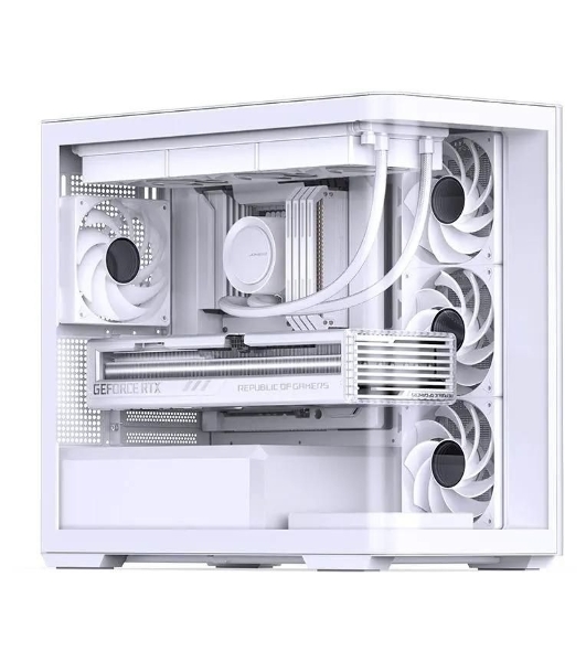 Корпус без блока питания JONSBO D300, Mini-Tower, TG, no fan, 2xUSB-A 3.2 + 1xUSB-C 3.2, mATX, mITX White