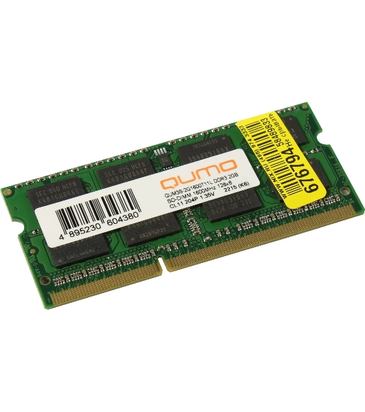 Оперативная память Qumo, DDR3, 2GB (1x2GB), 1600MHz, CL11, SO-DIMM
