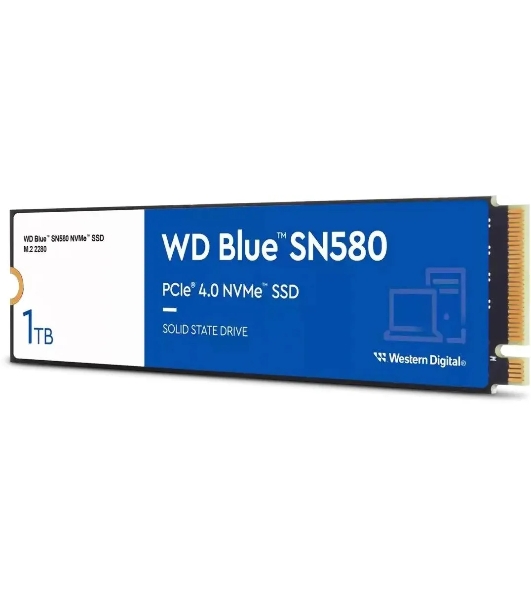 Накопитель SSD WD 1Tb Blue SN580 NVMe, M.2(22x80мм), NVMe, PCIe 3.0 x4, 3D TLC, R/W 3500/3000MB/s, IOPs 460 000/45 600TBW