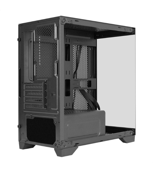 Компьютерный корпус Minitower ExeGate i3 SEA LE (mATX, без БП, 1хUSB+1хUSB 3.0, HD аудио, черный, передняя и боковая панели - закаленное стекло)