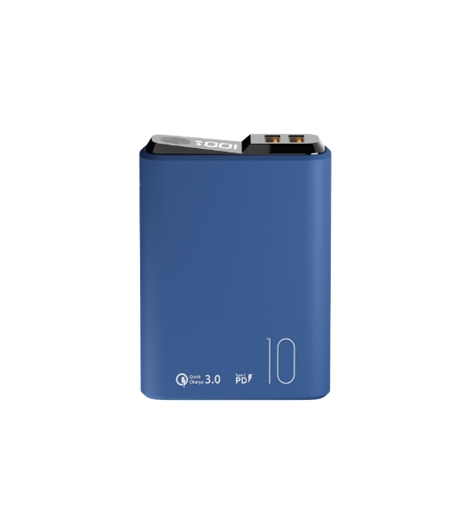 Портативный аккумулятор OLMIO QS-10, 10000mAh, 22.5W, QuickCharge3.0/PowerDelivery, LCD, темно-синий