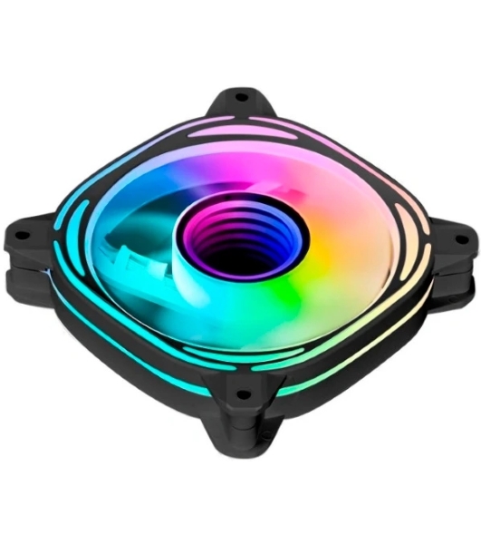 Вентилятор для корпуса Eurocase EU-FN120ARGB_8+16 BL YF1208A Black,120 ARGB fan 3pin+AURA 5V3pin female and male connector with brown box,3pcs in big