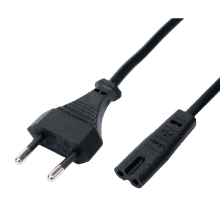 Кабель питания Cablexpert PC-184A-VDE-3M CEE 7/16-C7, 2x0.75мм2, 2.5А, VDE, угл.разъемы, 3м, черный, пакет