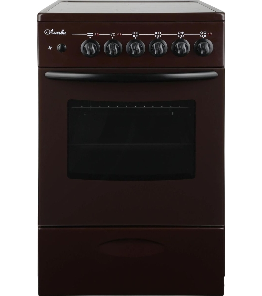 Плита электрическая Лысьва EF4004MK00 коричневый, конфорок 4 шт, духовка 57 л, 50 см x 84 см x 60 см (без крышки)