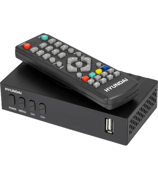 Приставка для цифрового ТВ Hyundai H-DVB440 черный, DVB-T2, DVB-T, DVB-C, HDMI, USB 2.0 x2