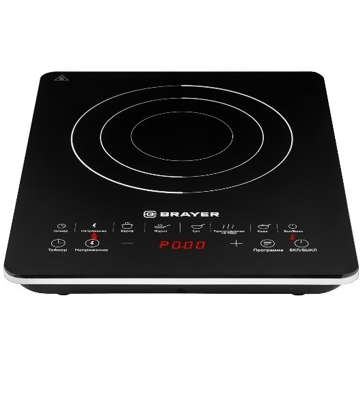 Плита настольная электрическая BRAYER BR2800 черный, 2.2 кВт, индукция, конфорки - 1, стеклокерамика, сенсор