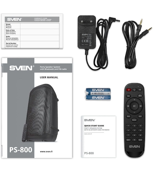 Колонка портативная SVEN PS-800 черный 100W 2.0 BT 10м 4400mAh