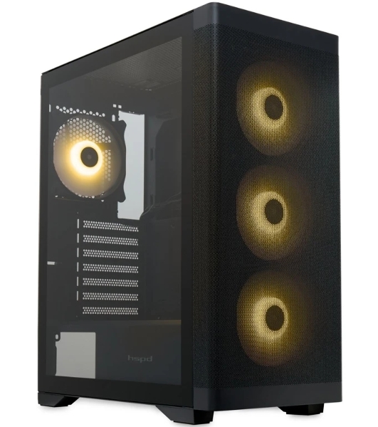 Компьютерный корпус HSPD M520, Mesh Mid Tower, черный, slide TG, 0.45 SPCC, 4x120мм ARGb ATX, mATX, mITX 160/330/184мм 2x2.5', -, 7xPCI 2xUSB-A 3.0, 1xUSB-A 1.0 390x200x449мм