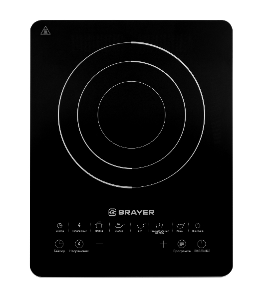 Плита настольная электрическая BRAYER BR2800 черный, 2.2 кВт, индукция, конфорки - 1, стеклокерамика, сенсор