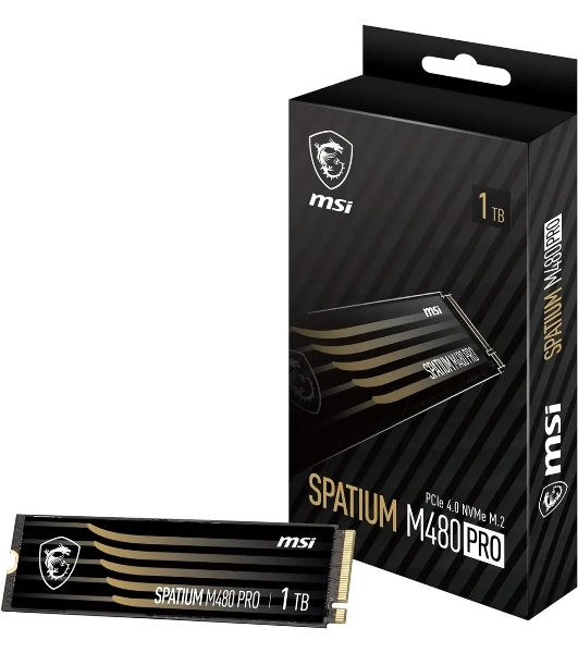 Накопитель SSD MSI SPATIUM M480 PRO, 1000Gb, M.2 2280, PCIe 4.0 x4, NVMe, R/W 7400/6000