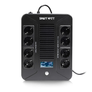 Источник бесперебойного питания SMARTWATT UPS SAFE PRO LCD 600 Line-interactive 600VA/360W Brick (Euro x8, USB, RJ11/RJ45 protection, LCD, 275x210x9