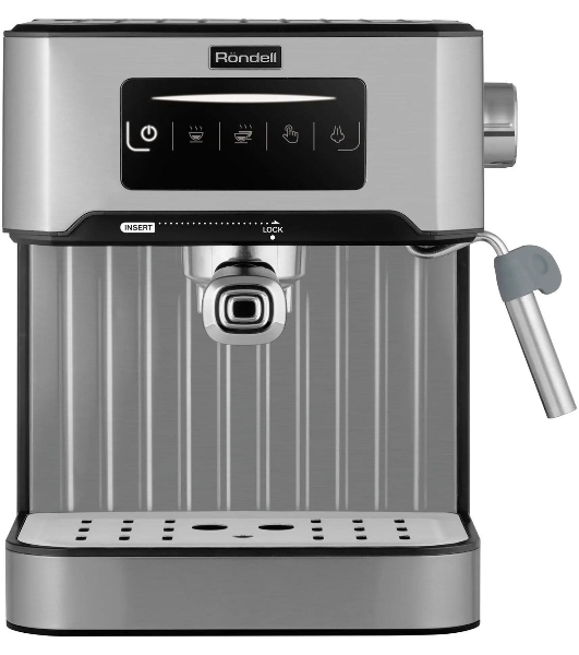 Кофеварка рожковая Rondell RDE-1106 серебристый, исп. кофе - молотый, 1.6 л, 850 Вт, 20 бар