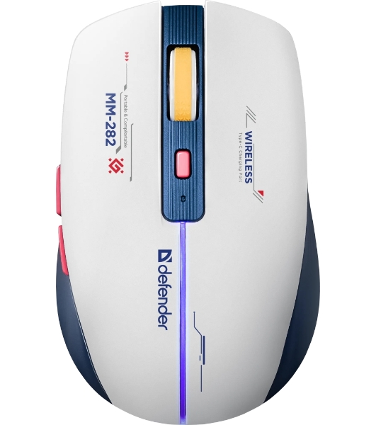 Мышь беспроводная Defender Dila MM-282 белый/синий, 1800 dpi, радиоканал, USB, кнопки - 6