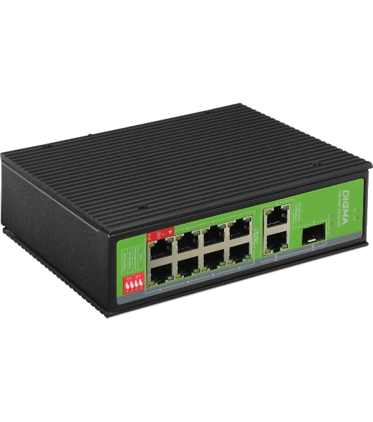 Коммутатор Digma DSP408F-2G1S-300, 8×100 Мбит/с + 2×1 Гбит/с + 1×1 Гбит/с SFP, неуправляемый