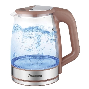 Чайник электрический Sakura SA-2722BR 2,2л,стекл,темный шоколад