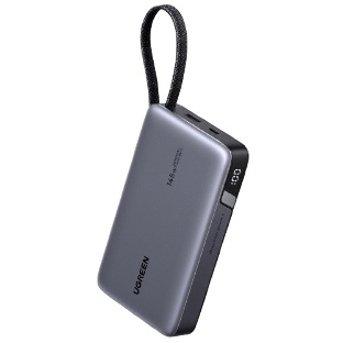 Портативный аккумулятор UGREEN PB551 55992B 145W Power Bank 0mAh USB-C&USB-A со встроенным кабелем USB-C. Цвет: серый космос