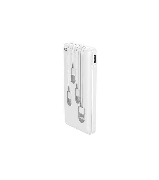 Портативный аккумулятор Powerbank Perfeo ABSOLUTE 10000mah In Micro usb,USB/Out USB,Micro usb,Type-C,Lightning, 2.1А/белый (PF_B4879)