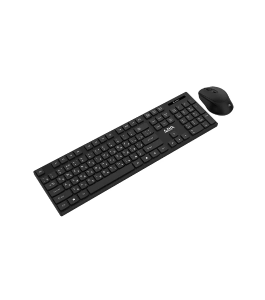 Комплект клавиатура и мышь ABR KW814 черный, интерфейс USB, беспроводной, 2.4G, RU/EN
