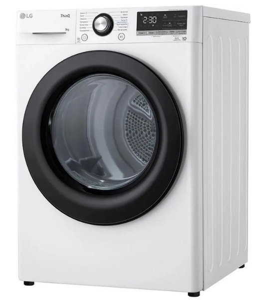 Сушильная машина LG DC90V3V6W белый, 9 кг, сушка - тепловой насос, программ - 14, 60 x 85 x 66 см