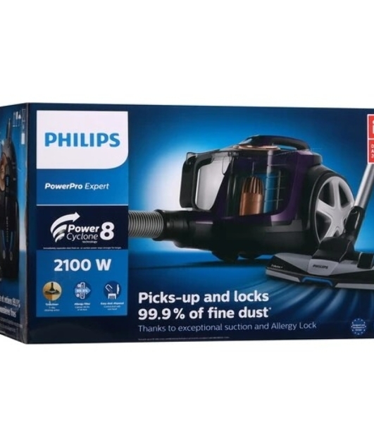 Пылесос Philips FC9734/01 фиолетовый, 470/2100 Вт, уборка сухая, пылесборник контейнер 2 л
