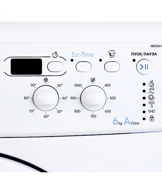 Стиральная машина Indesit IWSD 6105 B (CIS).L белая, загрузка фронтальная 6кг, 1000 об/мин., класс: A