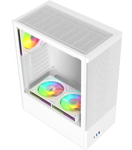 Компьютерный корпус ACD Citadel 108W ATX, Type-C + 2XUSB ports + HD audio combo, Mesh, TG, белый