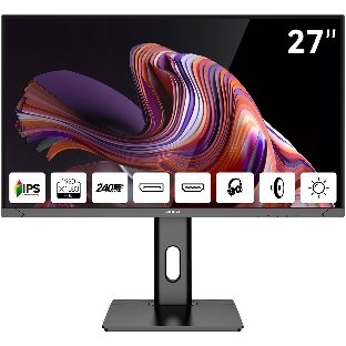 Монитор 27' Aiwa MD2711 IPS 1920x1080, 240 Гц, 1 мс, 16:9, 300 кд/м², 2xHDMI 2.0, 2xDP 1.2, 3.5 Jack, динамики (2x3 Вт), FreeSync, G-Sync, черный