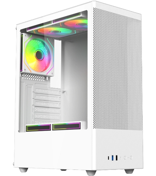 Компьютерный корпус ACD Citadel 108W ATX, Type-C + 2XUSB ports + HD audio combo, Mesh, TG, белый