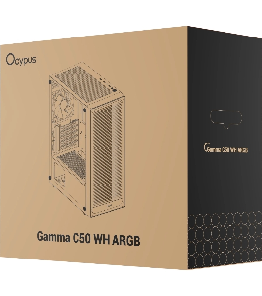 Компьютерный корпус Ocypus Gaммa C50 WH ARGB, MATX, USB 3.0*1+USB 2.0*2, FRONT 3x120мм ARGB, REAR 1x120мм ARGB