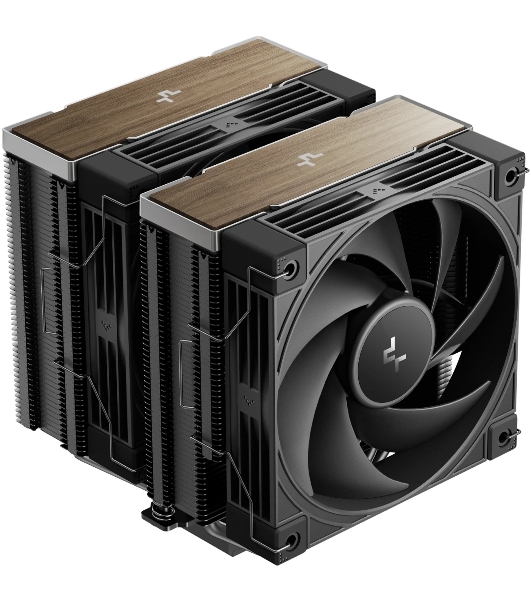 Кулер для процессора DEEPCOOL AK620 G2 LGA1851/1700/1200/115X/AM5/AM4 (8шт/кор, TDP 260W, PWM, DUAL Fan 120мм, 6 тепл. трубок, Copper Base, Wood-grain top cover, черный) RET (R-AK620G2-BKNNMN-GJD)