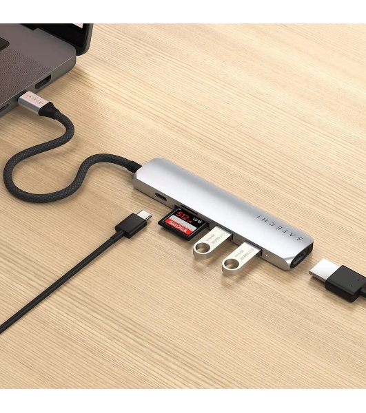 Док-станция Satechi ST-P6SS, USB Type-C, USB Type-C/HDMI/2xUSB Type-A/SD/microSD, USB Type-C