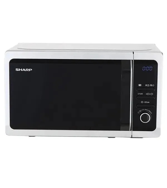 Микроволновая печь Sharp R-2852RSL серебристый, 20 л, 800 Вт, переключатели - кнопки, поворотный механизм