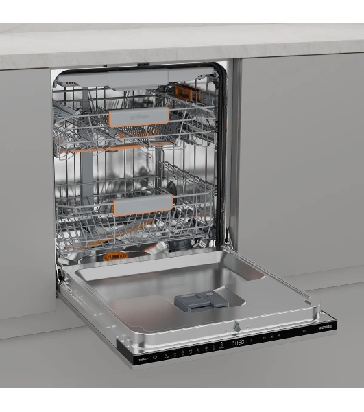 Посудомоечная машина встраиваемая Gorenje GV673B65 16 комплектов, 3 корзины, инверторный мотор, отсрочка старта, Wi-Fi управление, сенсорное управление, полный AquaStop, сенсор уровня воды, энергоэффективность А+++, уровень шума 42 дБ, белый