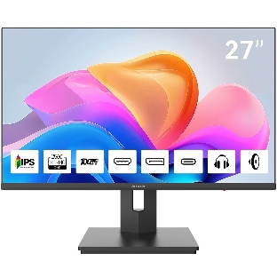 Монитор 27' Aiwa MQ275A IPS 2560x1440, 100 Гц, 4 мс, 16:9, 300 кд/м², HDMI 2.0, DP 1.2, USB-C (15 Вт), 3.5 Jack, динамики (2x3 Вт), FreeSync, G-Sync, черный