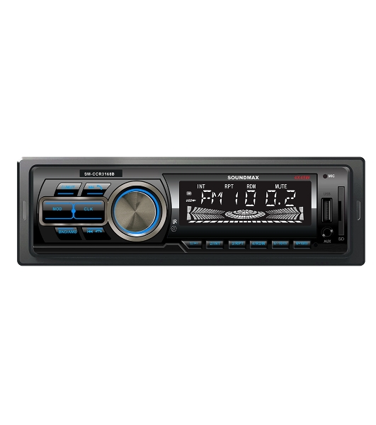 Автомагнитола Soundmax SM-CCR3168B, 1 DIN, Bluetooth, USB Type-A, AUX, пульт ДУ