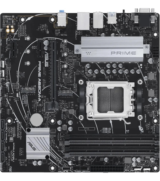 Материнская плата ASUS PRIME A620M-A-CSM, AM5, AMD A620, 2xDDR5, 4xSATA, 2xM.2, 1xPCI-E 4.0 x16, 1xHDMI, 1xDP, 1xVGA, 1x 1Gb LAN, 2xUSB-A 3.2 Gen 1, 4xUSB-A 2.0, 3x3.5 мм, 7.1, Micro-ATX