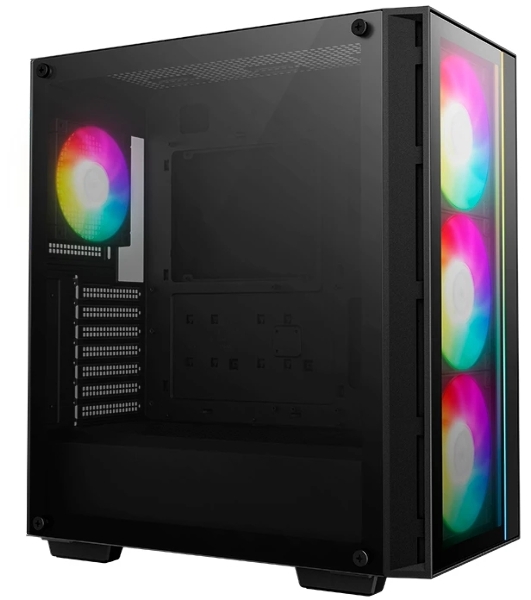 Компьютерный корпус Deepcool MATREXX 55 V4 без БП, боковое окно (закаленное стекло), 3xARGb LED 140мм вентилятора спереди, 1xARGb LED 120мм вентилятор сзади, черный, ATX