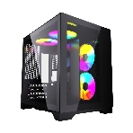Компьютерный корпус Powercase Vision Micro, Black, Tempered Glass, 4х 120мм 5-color fan, черный, mATX (CVBM-L4), фото 1