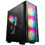 Компьютерный корпус Deepcool MATREXX 55 V4 без БП, боковое окно (закаленное стекло), 3xARGb LED 140мм вентилятора спереди, 1xARGb LED 120мм вентилятор сзади, черный, ATX, фото 1