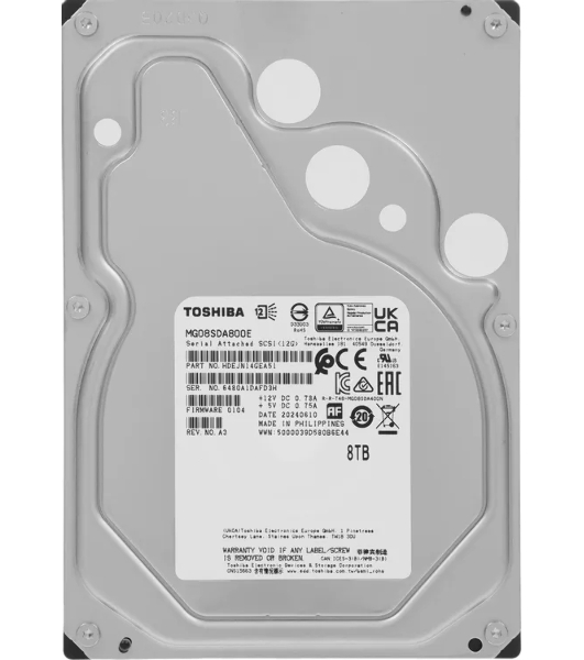 Жесткий диск Toshiba 3.5'; 8TB Enterprise Capacity HDD MG08SDA800E SAS 12Gb/s, 7200rpm, 256MB, 512e/4Kn, Bulk